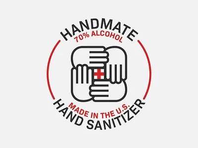 Handmate: Hand Sanitizer Branding aid branding charity cross design first aid graphic design hand hands health help icon identity illustration logo logo design medical plus sanitizer vector
