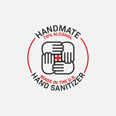 Handmate: Hand Sanitizer Branding aid branding charity cross design first aid graphic design hand hands health help icon identity illustration logo logo design medical plus sanitizer vector