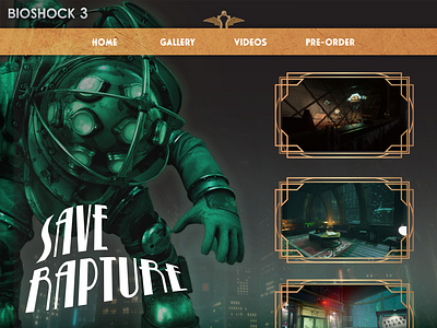 Bioshock 3 Website Concept 1930 1930s art deco big daddy bioshock bioshock 3 bioshock concept bioshock website concept decade deco gold underwater warmup water website weekly warmup