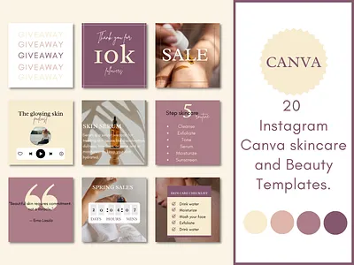 Pastel Canva Instagram Skincare Templates branding canva templates graphic design instagram posts social media branding social media templates templates