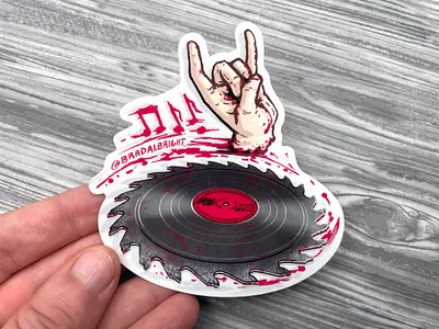 Sticker-A-Day May no.27 - Death Metal blood death metal drawing gore heavy metal horror illustration line art music pen and ink sticker