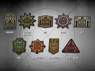 Hotel Tango Patches arrows branding collectibles design distillery graphic design liquor patches spirits typography vector