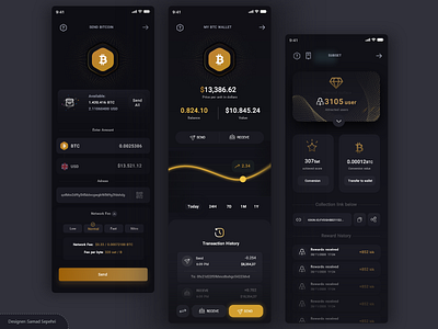 kikin ui / ux design (Exchange mobile application - Dark) bitcoin bnb crypto cryptocurrency dark luxury design digital currency ethereum graphic design illustration luxury metaverse mobile ui nft online exchange samad sepehri ui ux wallet web3