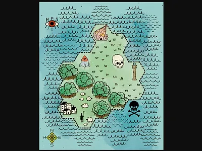 Island Map cartography illustration map rpg