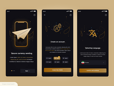 kikin ui / ux design bitcoin crypto cryptocurrency dark luxury digital currency graphic design illustration luxury metaverse mobile nft samad sepehri ui ux wallet web3