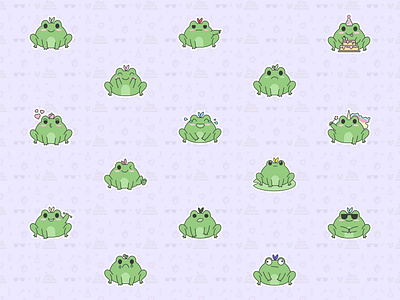 Frog Stickers fo Telegram cute frog design emoticon emotions frog frog stickers graphic design stickers stickers for telegram telegram vector