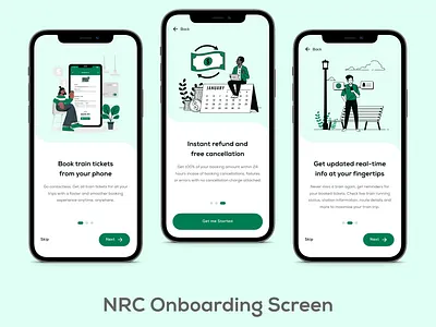 NRC Onboarding Screens Redesign mobile app ui onboarding screens rail transport