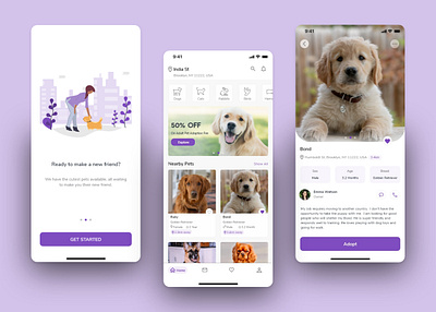 Pet Adoption App UI adobe xd mobile mobile app pet adoption ui ui