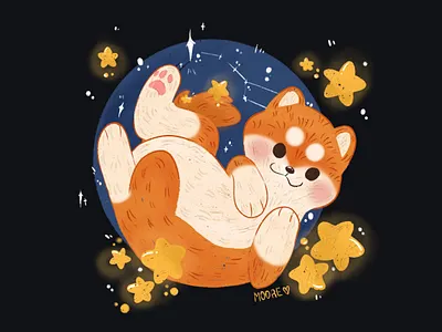 Counting stars animal illustration animals dog dog illustration illustration shiba shiba inu