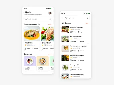 Food Recipe App app categories chicken delivery feed food home mobile recipe salmon search ui