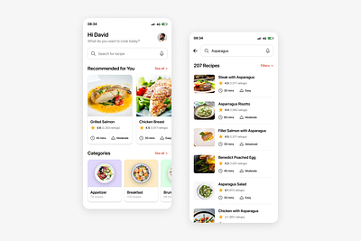 Food Recipe App app categories chicken delivery feed food home mobile recipe salmon search ui