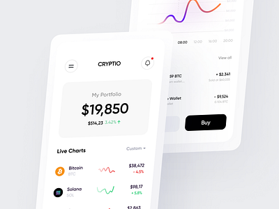 Cryptio ⁝ Crypto App app bitcoin chart clean app crypto crypto app crypto design cryptocurrency exchange finance app financial ios app minimal app nft app trading app ui ux wallet wallet app