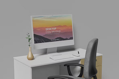 Free Desktop Clay Mockup abstract clay clean desktop desktop mockup device display laptop mac macbook mockup presentation realistic simple theme ui ux web webpage website