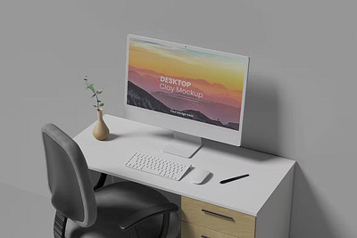Free Desktop Clay Mockup abstract clay clean desktop desktop mockup device display laptop mac macbook mockup presentation realistic simple theme ui ux web webpage website