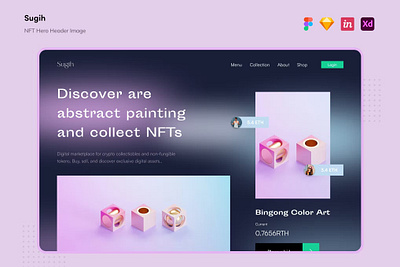 Free Sugih - NFT Hero Header Image animation app creaitve design hero template illustration landing motion graphics nft nft hero trend ui ui design userinterface ux ux design web web desgin webdesgin website