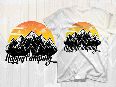 Happy camping t shirt design design good things good time happy inspirational motivational typographic typography vector