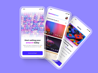 NFT Marketplace Mobile UI | Simple yet Clean 3d app design graphic design illustration ui ui ux