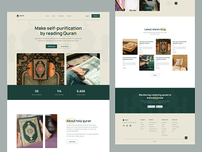 Quran Reading Website Design free ui resource landing page design landing page resource quran reading ui resource uihut web design web resource web template design