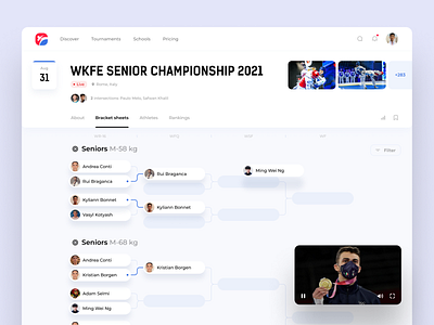 Martial arts tournament brackets bracket sheet brackets digital martial martial app martial arts platform sports taekwondo tournament ui ux