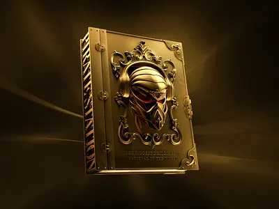 Music festival key visual 3d book fantasy festival gold graphic design history key visual retro