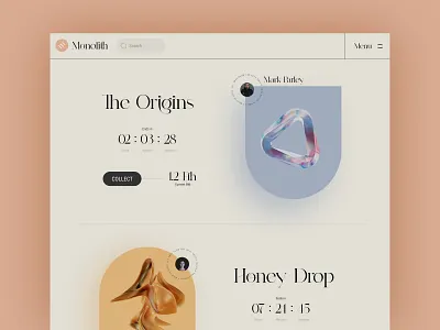 Unique NFT Marketplace for Unique Arts artistic frame light minimal nft thumbnail ui