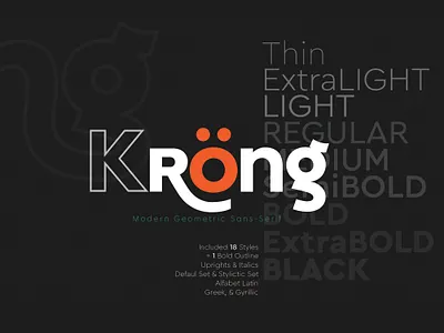 Krong Geometric Snas Serif Font Family branding design display font fonts illustration lettering logo modern modern font typeface