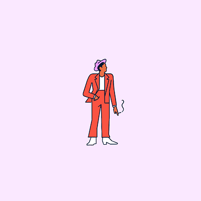🚬 character cigarette fedora man minimal smoke suit