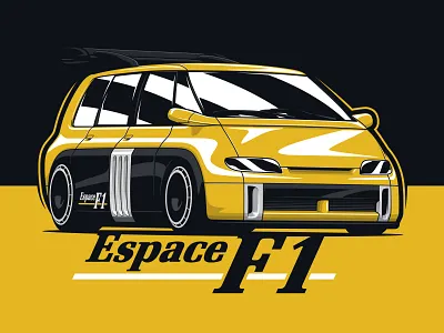Renault Espace F1 Van art car design drawing espace f1 illustration logo minivan renault van vector