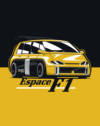 Renault Espace F1 Van art car design drawing espace f1 illustration logo minivan renault van vector