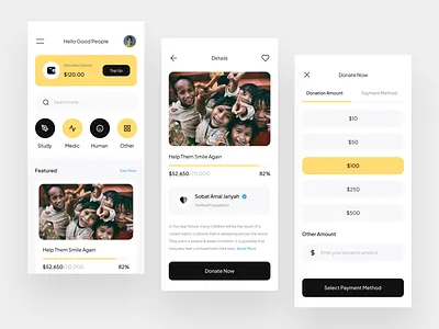 Aderma - Donation Mobile App app charity charity fund child clean community design donate donate app donation donation app fundraise giving help ios mobile app support ui uidesign uiux