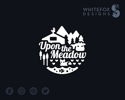 Upon the Meadow branding chicken cow cute design farm logo meadow nature vector