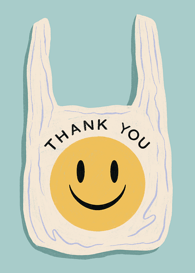 Thank you card bag design drawing hand lettering illustration lettering shopping bag smile smiley face thank you type typography