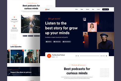 Pord | podcast landing page audio b2b branding clean concept design graphic design live streaming minimal podcast podcasters podcasting radio saas saas website spotify saas ui ux web website