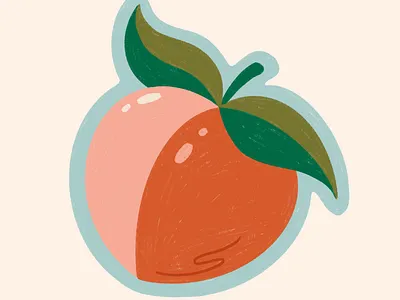 Peach! booty butt fruit illustration leaves peach sticker
