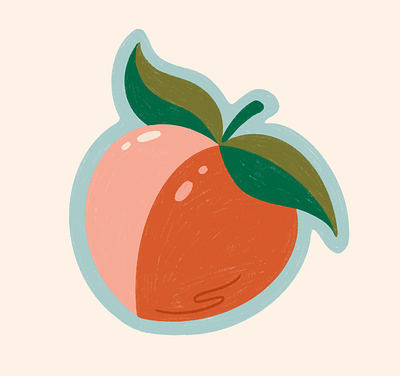 Peach! booty butt fruit illustration leaves peach sticker