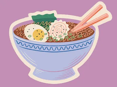 Ramen! bowl chopsticks drawing egg food illustration noodles ramen seaweed soup
