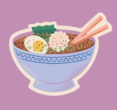 Ramen! bowl chopsticks drawing egg food illustration noodles ramen seaweed soup