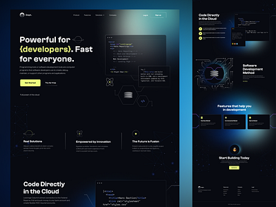 Platform Development Tools - Landing Page clean coding color dark mode data design dev tools development gradient landing page minimal platform saas software tools ui ui design uiux website whitespace