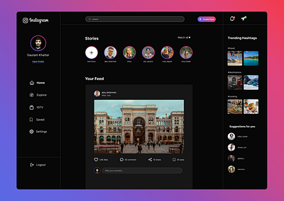 Instagram Re-design for desktop ui