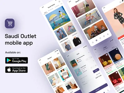 Saudi Outlet Mobile App app bag branding cart clothes design ecom ecommerce fashion app interaction ios ios app design minimal mobileapp online store product design shopping app store ui ux