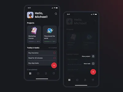 Productivity App app dark mode design ios productivity ui