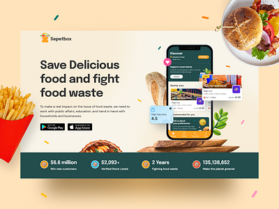 Sepetbox App landing page design android app creative design food foodsave foodwaste illustration logo pixbrand restaurent restaurent ui service provider store ui ui ui ux ui design uidesign uiux ux