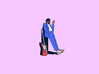 🎸 beard character guitar man minimal phone relax