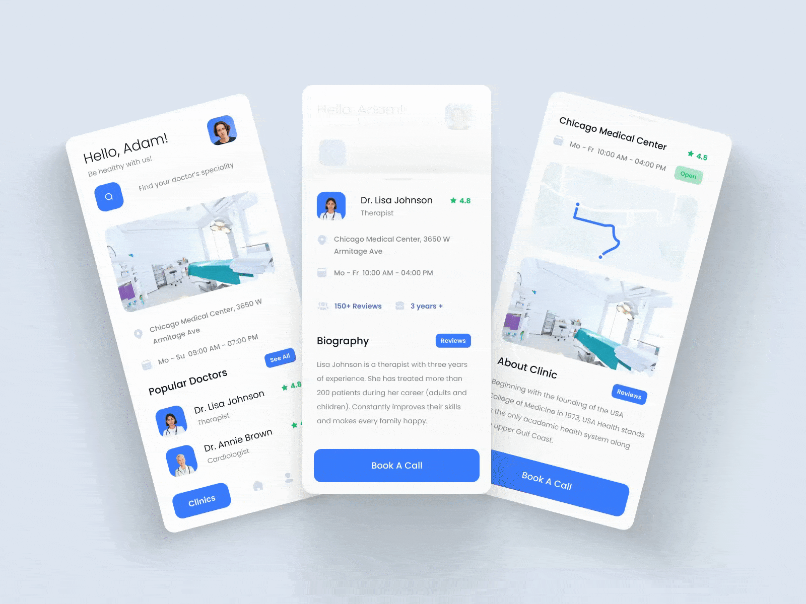 Healthly - Mobile application for medical services animation app design interface ui