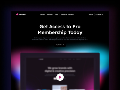 SaaS landing page - Zeus Web UI Kit dark dark website landing landing page marketing saas saas saas landing page ui kit web web ui kit website
