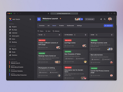 Project Management Dashboard Design dark theme dashboard management system project management task manager ui user interface ux ux ui design web design