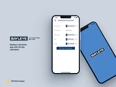 Bayleys commission calculator 90 days bayleys calculator clean commission finanace minimalistic ui user experience user interface ux