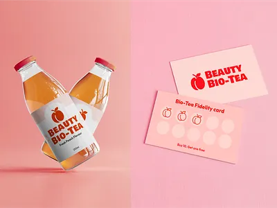 Brand identity 🍑 Beauty Bio-tea brand identity branding cart creative design fun graphic design logo mockup packaging peach