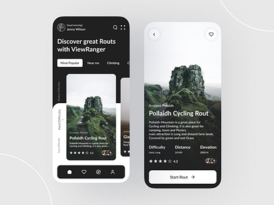 Rout Finder App adventure app app design black clean clean ui design elegant figma minimalism mobile mobile design rout routes traveling ui uiux user experience user interface ux