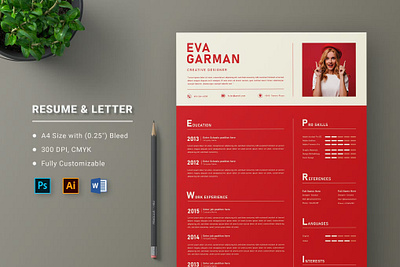 Free Red CV Resume & Letter cover Template clean cover letter cv design cv template design e learning ecommerceweb education platform illustration modern design online course website resume resume design resume template study web web design web ui website website design